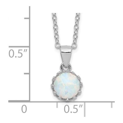Sterling Silver Lab-Created Opal Pendant Necklace – view 4