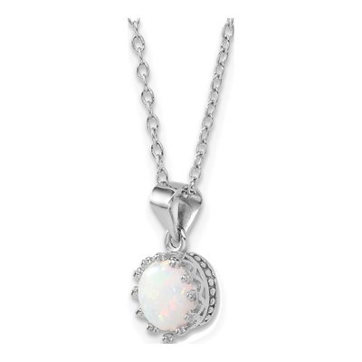 Sterling Silver Lab-Created Opal Pendant Necklace – view 6