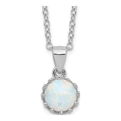 Sterling Silver Lab-Created Opal Pendant Necklace