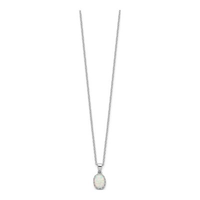 Sterling Silver Lab-Created Opal Polish Oval Pendant Necklace – view 3