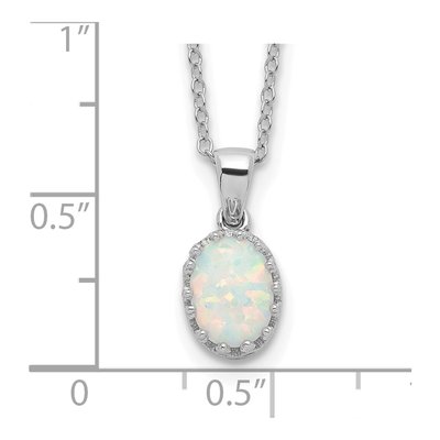 Sterling Silver Lab-Created Opal Polish Oval Pendant Necklace – view 4