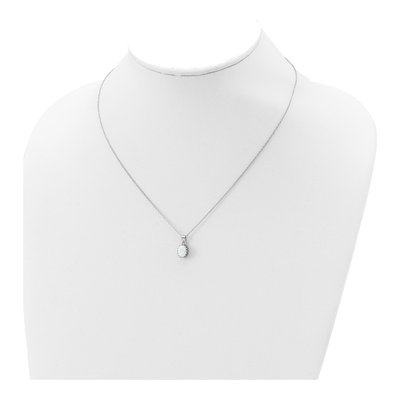 Sterling Silver Lab-Created Opal Polish Oval Pendant Necklace – view 5
