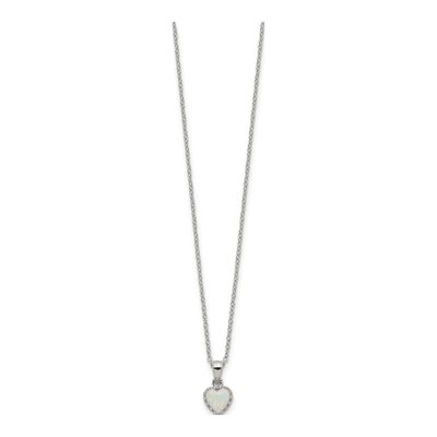 Sterling Silver Lab-Created Opal Heart Pendant Necklace – view 3