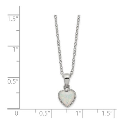 Sterling Silver Lab-Created Opal Heart Pendant Necklace – view 4