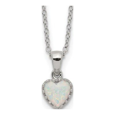 Sterling Silver Lab-Created Opal Heart Pendant Necklace