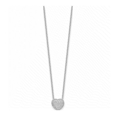 Sterling Silver CZ Heart Pendant Necklace – view 3