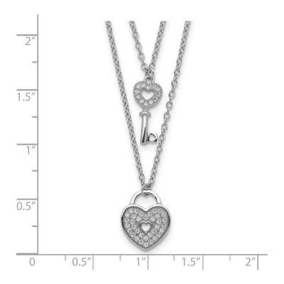 Sterling Silver CZ Heart Lock Key Pendant Necklace – view 4