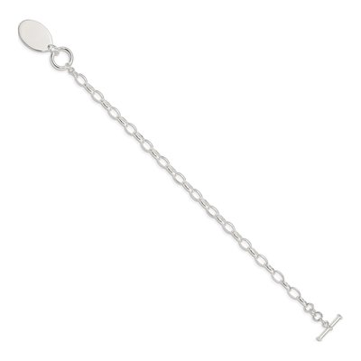 Sterling Silver 6mm Oval Disc Toggle Cable Chain Bracelet – view 3