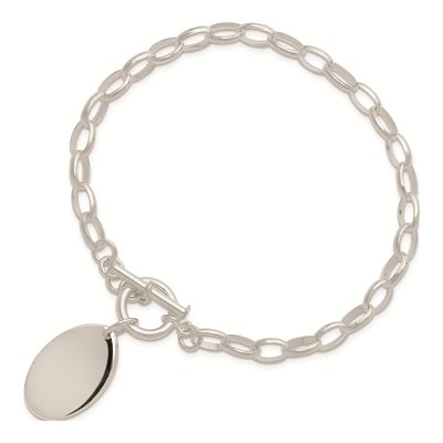 Sterling Silver 6mm Oval Disc Toggle Cable Chain Bracelet – view 4