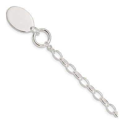 Sterling Silver 6mm Oval Disc Toggle Cable Chain Bracelet