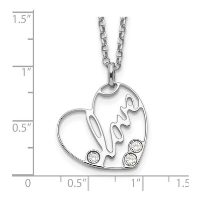 Sterling Silver CZ LOVE Heart Pendant Necklace – view 3