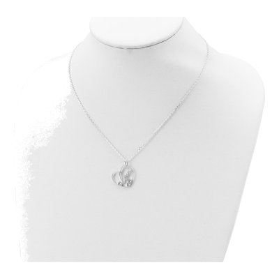 Sterling Silver CZ LOVE Heart Pendant Necklace – view 4