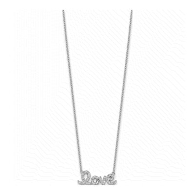 Sterling Silver CZ LOVE Pendant Necklace – view 3