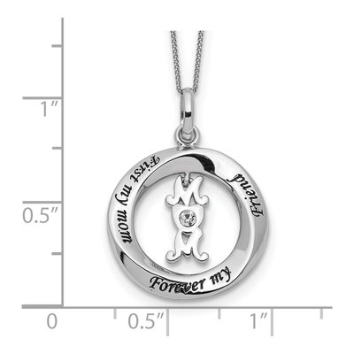 Sterling Silver CZ Mom Friend Pendant Necklace – view 4