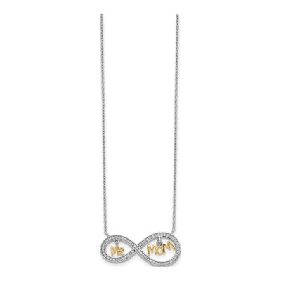 Gold-Plated Sterling Silver Mom Me CZ Infinity Pendant Necklace – view 3
