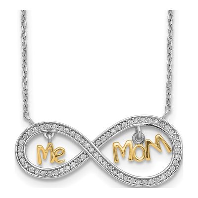 Gold-Plated Sterling Silver Mom Me CZ Infinity Pendant Necklace