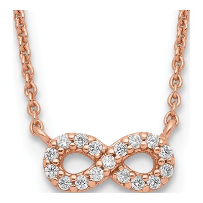 Rose Gold-Plated Sterling Silver CZ Infinity Pendant Necklace
