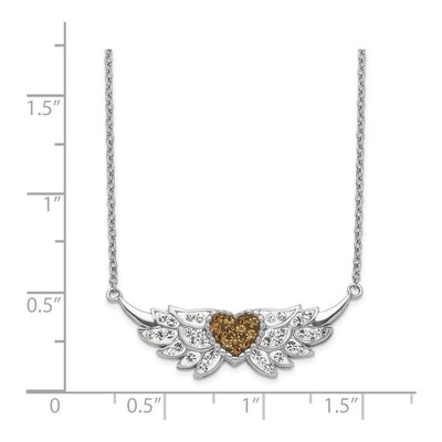 Sterling Silver Enamel Crystal Heart Wings Pendant Necklace – view 2