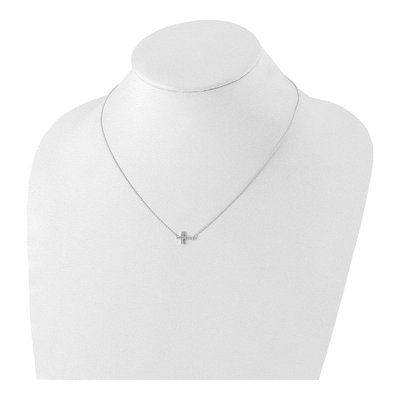 Sterling Silver CZ Sideways Cross Pendant Necklace – view 5