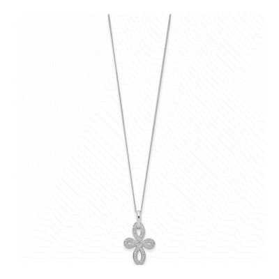 Sterling Silver CZ Cross Pendant Necklace – view 3