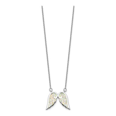Sterling Silver Opal Wings Pendant Necklace – view 3