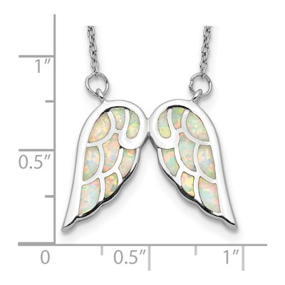Sterling Silver Opal Wings Pendant Necklace – view 4
