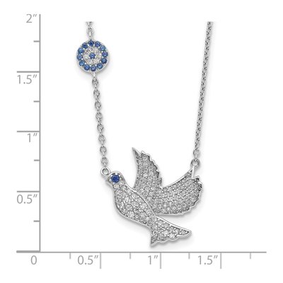 Sterling Silver Blue Clear CZ Dove Pendant Necklace – view 4