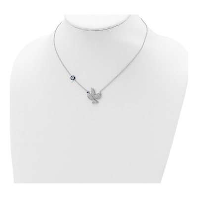 Sterling Silver Blue Clear CZ Dove Pendant Necklace – view 5