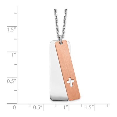 Sterling Silver Dogtag Cross Pendant Necklace – view 4