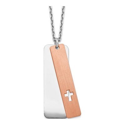 Sterling Silver Dogtag Cross Pendant Necklace