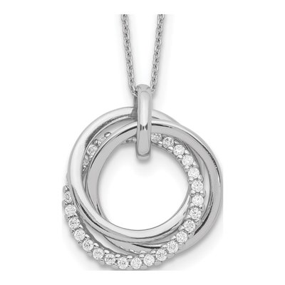 Sterling Silver CZ Fancy Pendant Necklace