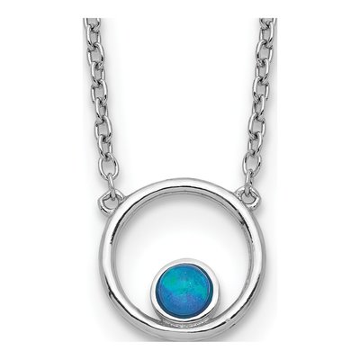 Sterling Silver Opal Circle Necklace