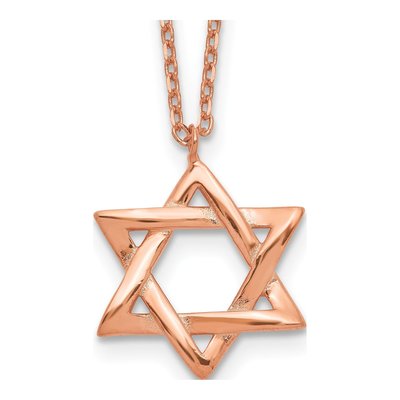 Rose Gold-Plated Sterling Silver Star of David Pendant Necklace