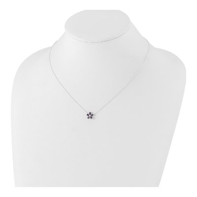 Sterling Silver Purple CZ Flower Pendant Necklace – view 5