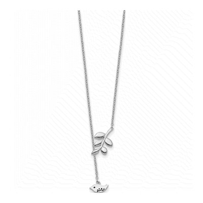 Sterling Silver Leaf Bird Pendant Necklace – view 3