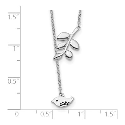 Sterling Silver Leaf Bird Pendant Necklace – view 4