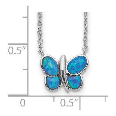Sterling Silver Opal Butterfly Pendant Necklace – view 4