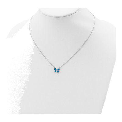 Sterling Silver Opal Butterfly Pendant Necklace – view 5