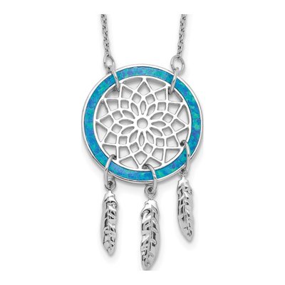 Sterling Silver Opal Dreamcatcher Necklace