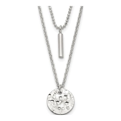Sterling Silver 2-Strand Hammered Circle Bar Necklace