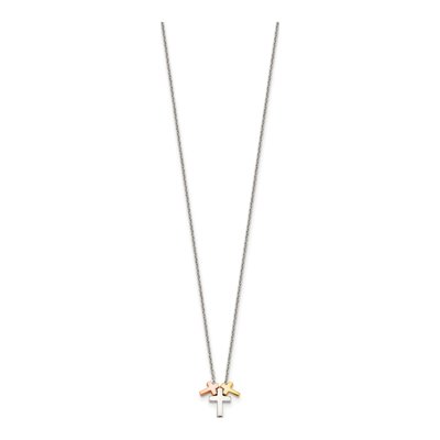 Gold-Plated Sterling Silver Triple Cross Necklace – view 3