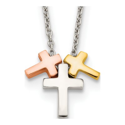 Gold-Plated Sterling Silver Triple Cross Necklace