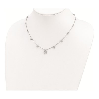Sterling Silver CZ Miraculous Medal Pendant Necklace – view 3
