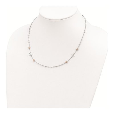 Sterling Silver Beaded Rose Necklace, 18 in – view 3