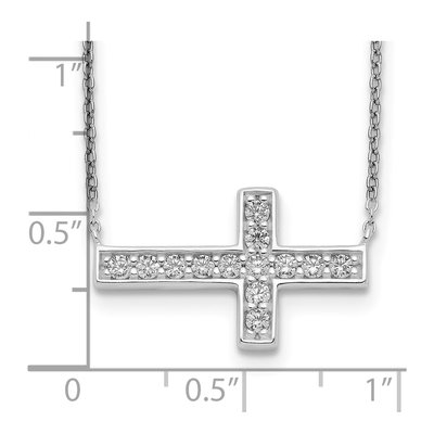 Sterling Silver CZ Sideways Cross Necklace – view 4
