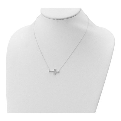 Sterling Silver CZ Sideways Cross Necklace – view 5