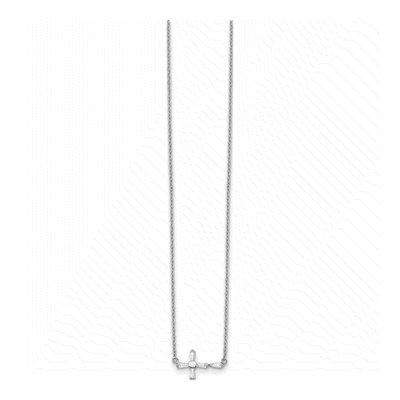 Sterling Silver CZ Sideways Cross Necklace – view 3