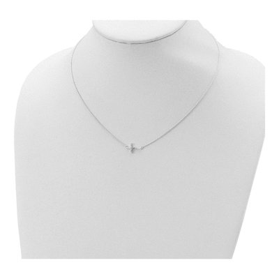 Sterling Silver CZ Sideways Cross Necklace – view 5