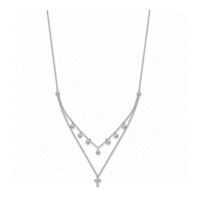 Sterling Silver CZ Cross Necklace – view 3