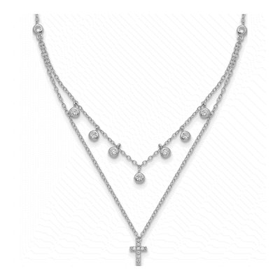 Sterling Silver CZ Cross Necklace